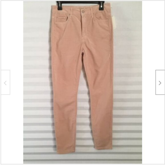 MOTHER Cotton Blend High Waisted Looker Velveteen Skinny Pants Petal Pink NEW